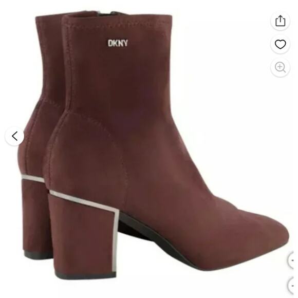 DKNY “Cavale-Heeled Dress Boot” Soft Micro Suede ~ women's bootie 7 burg - Picture 3 of 3